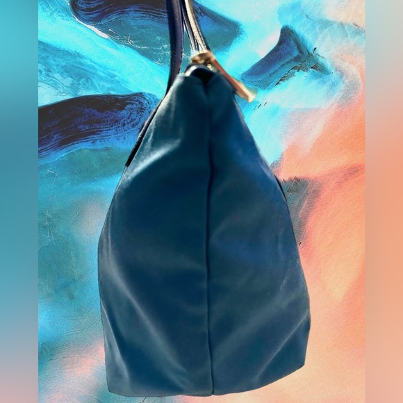 COACH 35500 Nylon/Leather Peacock Blue Tote/Shoulder Bag - Picture 6 of 13